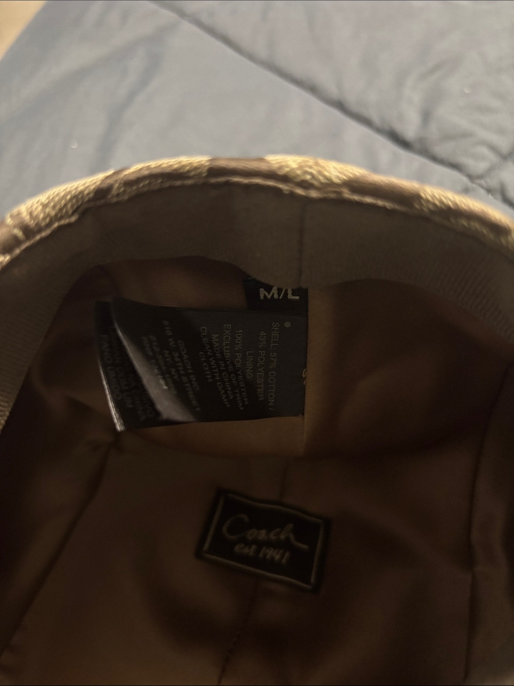 Coach Brown Signature Canvas Bucket Hat with Leather Trim - Picture 3 of 4